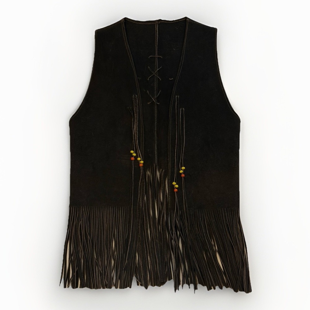 Handmade Suede Leather Fringe Vest Womens Western Boho Festival Rodeo 70s Hippie